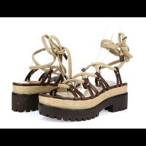 Michael Kors Collection Brown Leather Gladiator